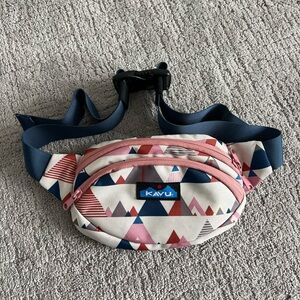 KAVU Pink and Blue Mountain Pattern Belt Bag